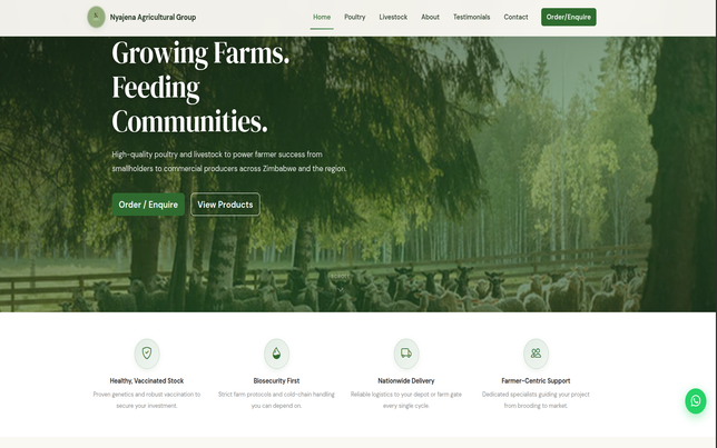 Nyajena Agricultural Group homepage — showcasing the enterprise's scale and operations